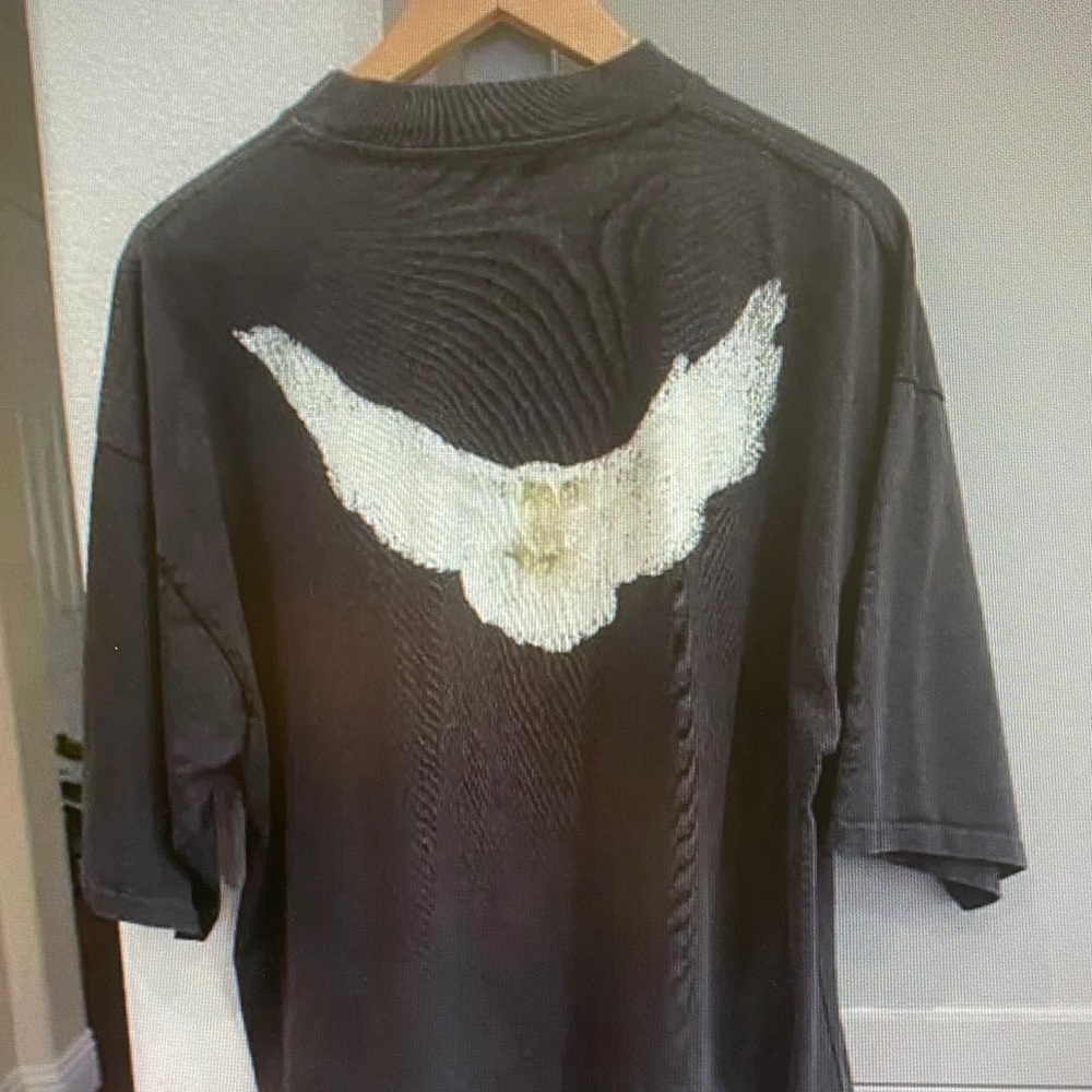 Yeezy Charcoal Tee with White Wing Design